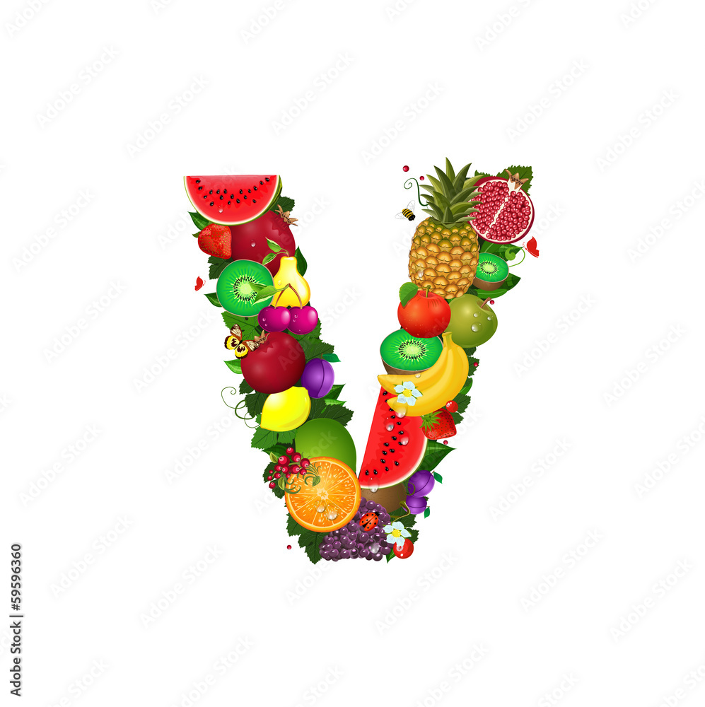 Letter of juicy fruit V