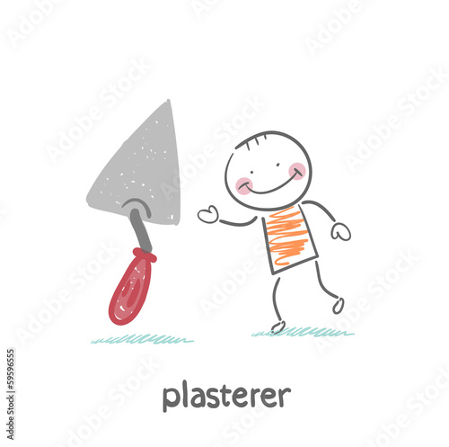 plasterer with shovel tool