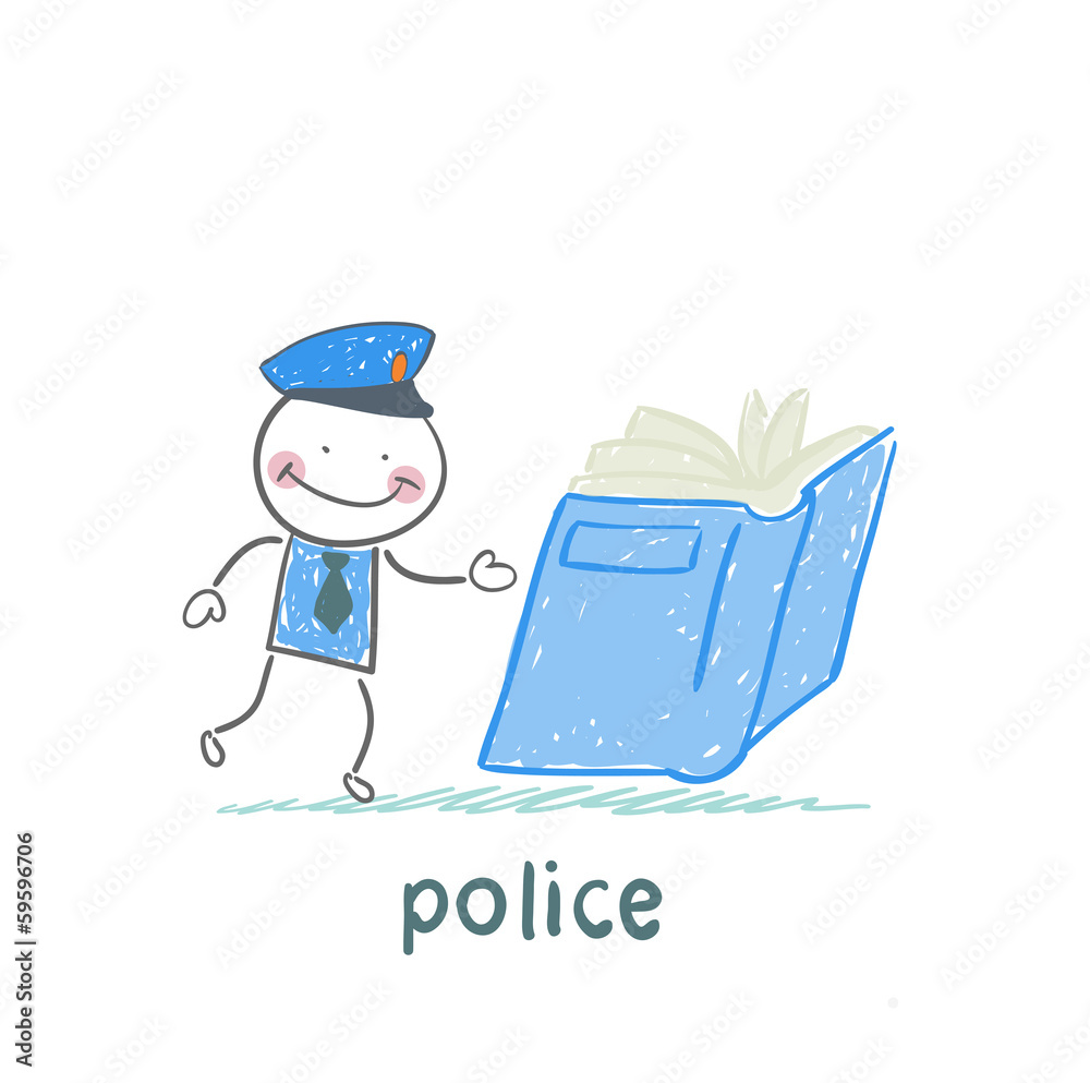 Police reads the book Police reads the book