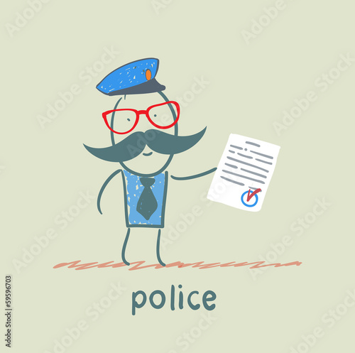 police shows the document