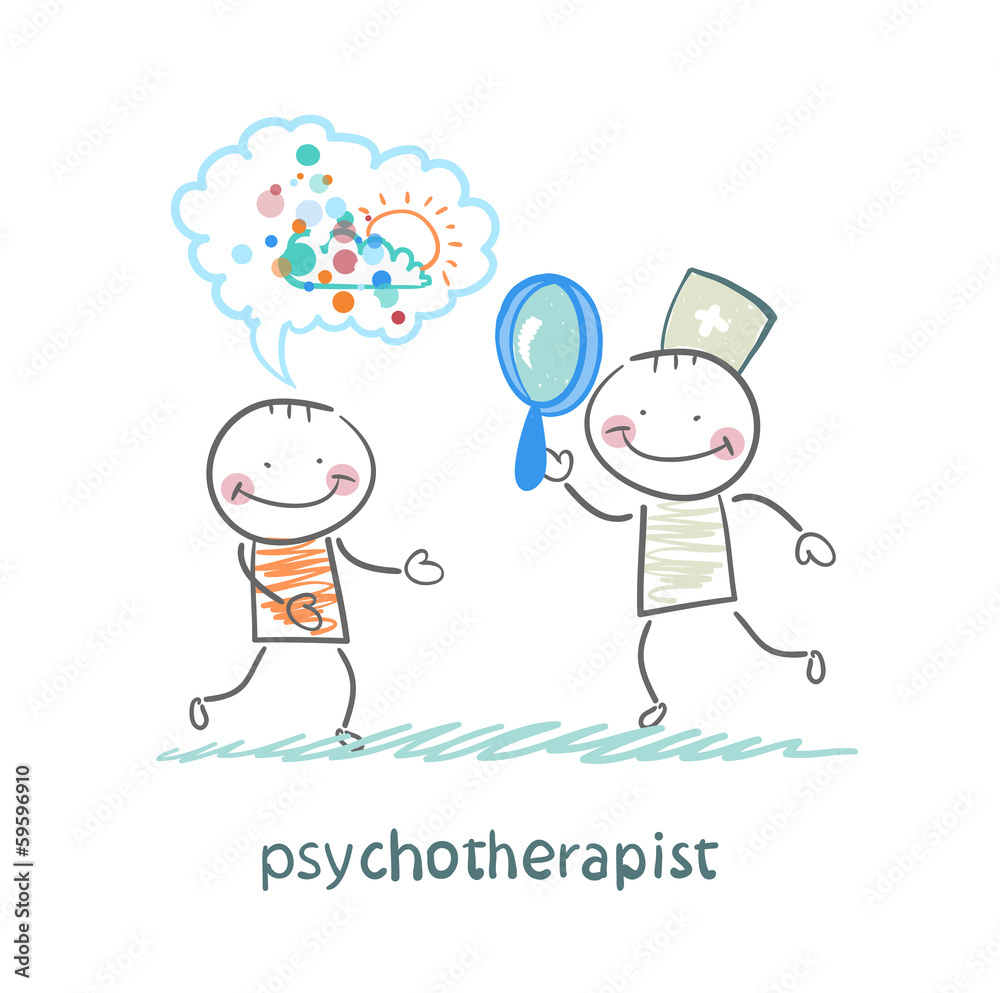 psychotherapist looking through a magnifying glass psychotherapist looking through a magnifying glass