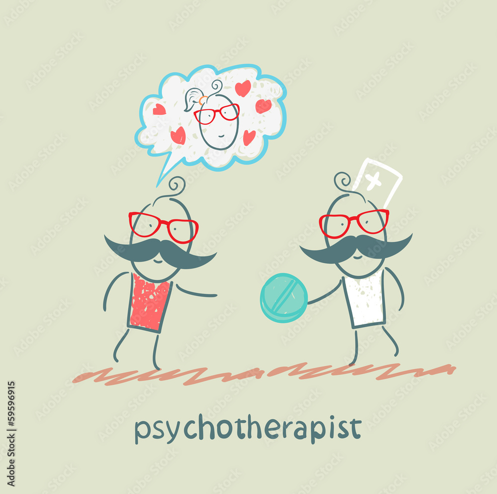 psychotherapist gives the patient a pill psychotherapist gives the patient a pill