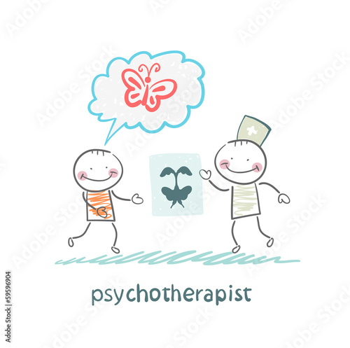 psychotherapist  shows the patient image test