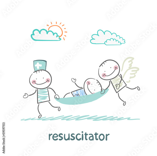 resuscitator carry on a stretcher patient