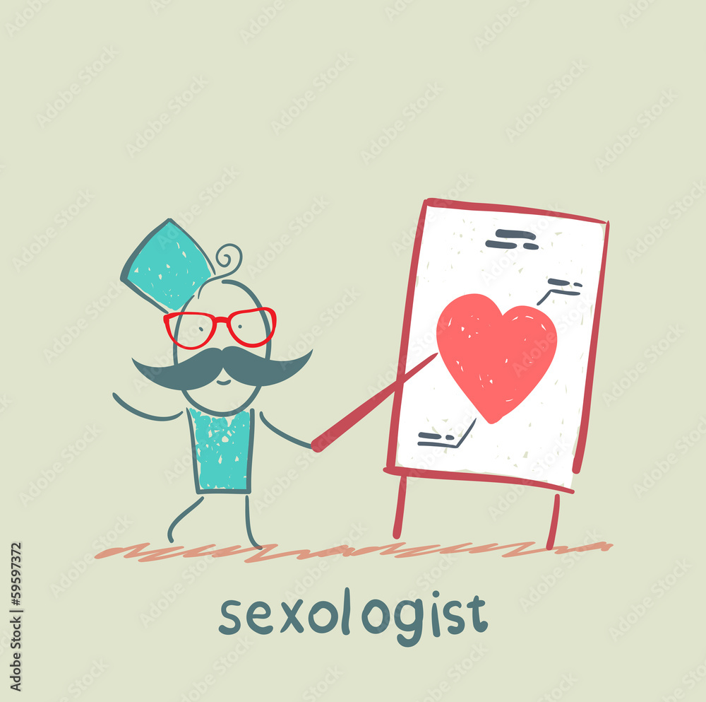 Sexologist talks presentation and shows a painted heart Sexologist talks presentation and shows a painted heart