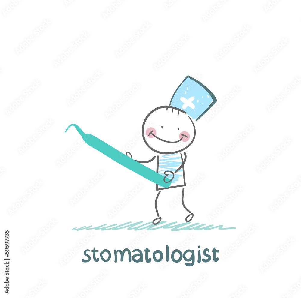 stomatologist with a tool for the treatment of tooth stomatologist with a tool for the treatment of tooth