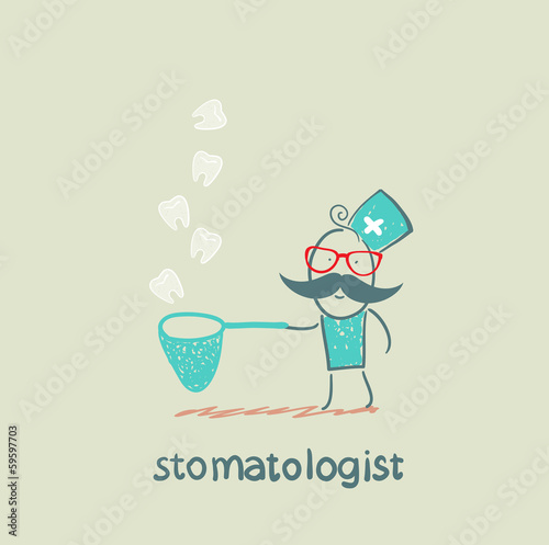 stomatologist teeth catches a butterfly net
