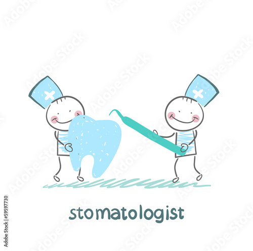 stomatologist examine the sore tooth