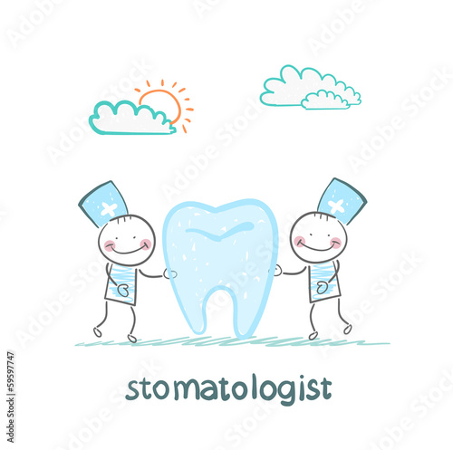 stomatologist examining patient tooth