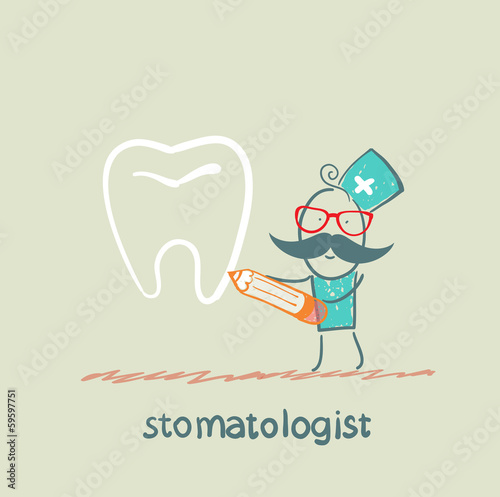 stomatologist drawing tooth