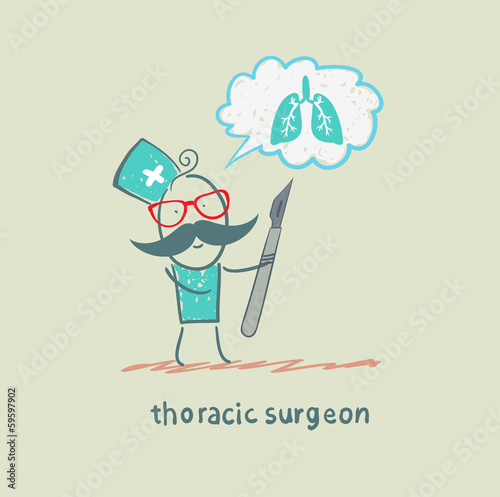 thoracic surgeon holding a scalpel and thinks of the lungs