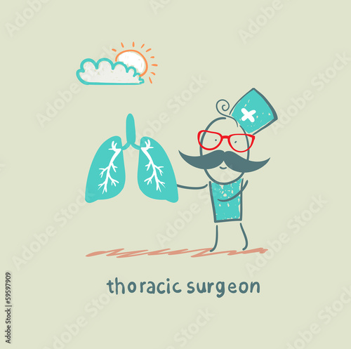 thoracic surgeon with light