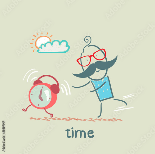 ,man catching clock