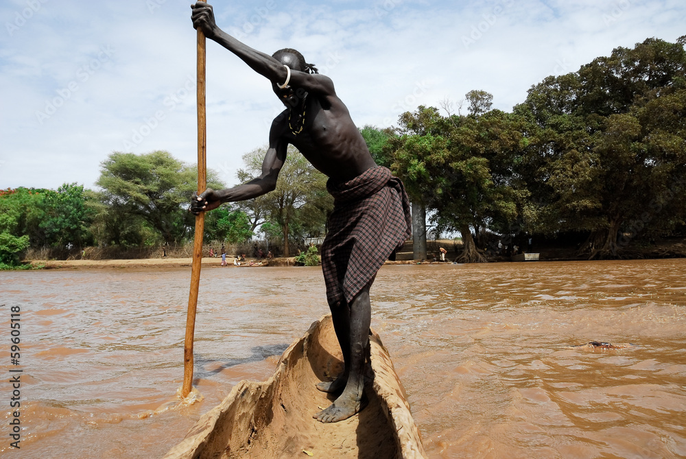 Crossing the Omo river (Ethiopia)
