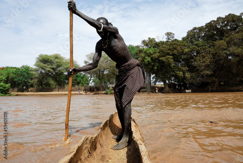 Obraz na płótnie Crossing the Omo river (Ethiopia) w salonie