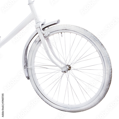 Bicycle wheel isolated on white background  . Bike close-up