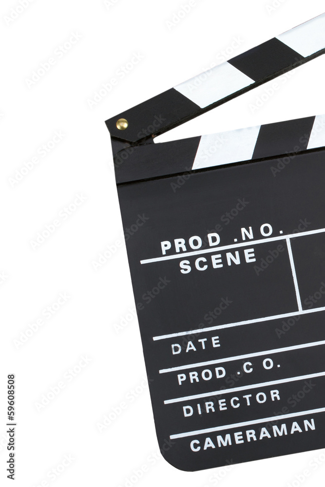 Fototapeta premium Movie production clapper board over dark background