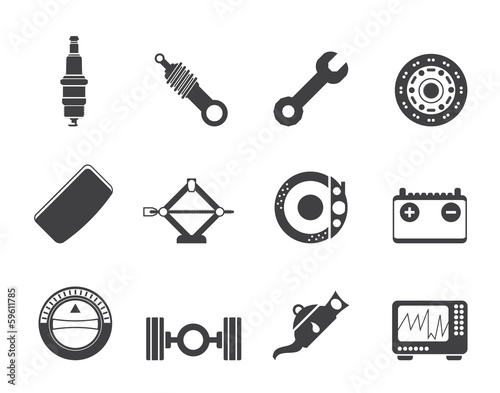 Silhouette Realistic Car Parts and Services icons