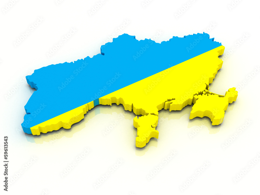 3d map of Ukraine in national flag colors