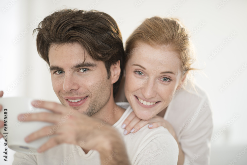 closeup young couple at breakfast closeup young couple at breakfast