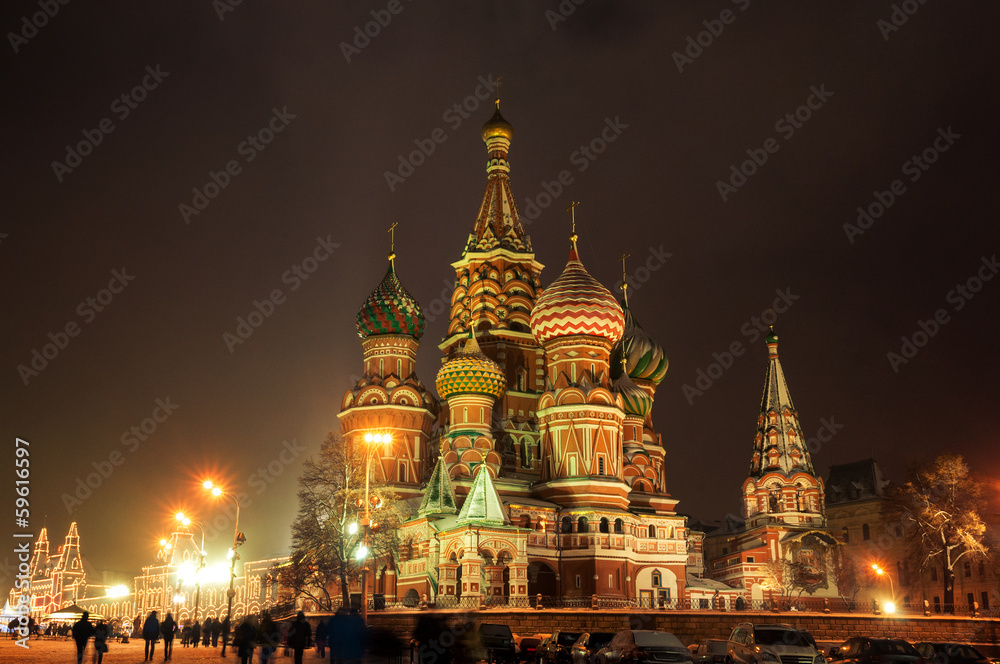 St Basils Cathedral at winter night St Basils Cathedral at winter night