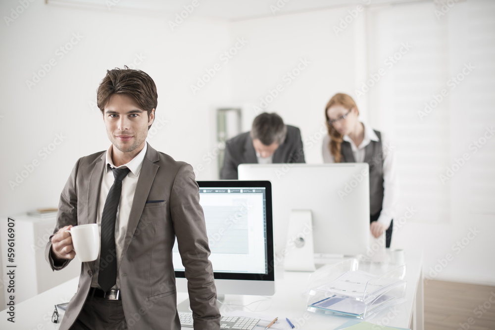businessman takes a break at office businessman takes a break at office