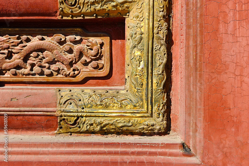 ornament on the gate in the forbidden city, China
