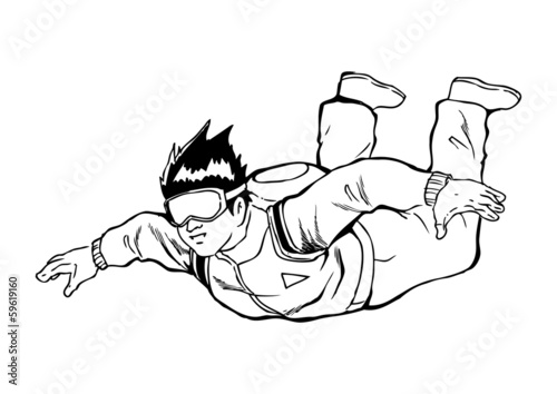 Sketch illustration of a sky diver