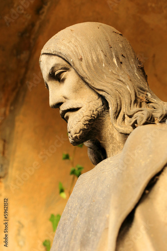 Historic Jesus on the old Prague Cemetery, Czech Republic