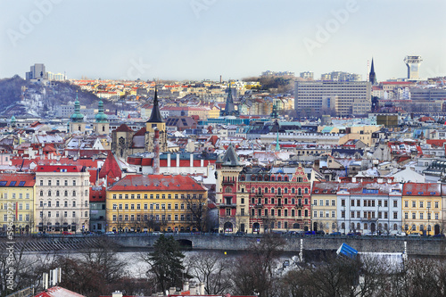 First Snow in Prague City, Czech Republic