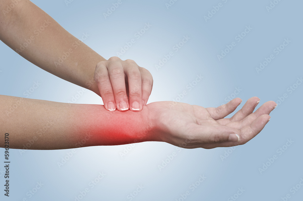 Hand taking radial artery pulse. Hand taking radial artery pulse.
