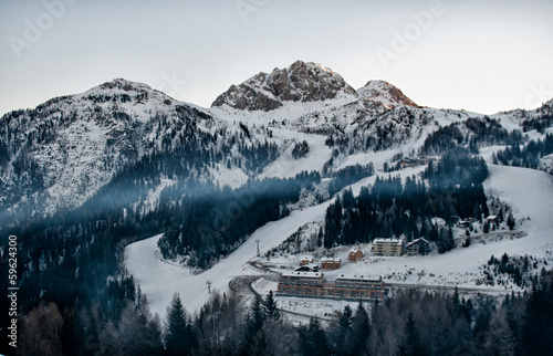 Alps in winter, Ski resort Nassfeld - Mountains Alps, Austria