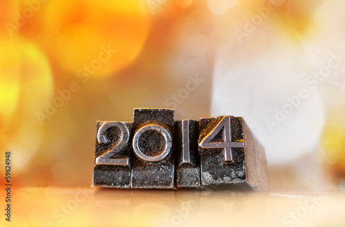 2014 written in vintage typ...