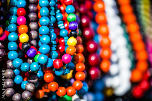 Wooden colored beads on the market in Zakopane,Poland