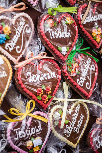 Canvas Print Gingerbread hanging at the christmas market in Poland