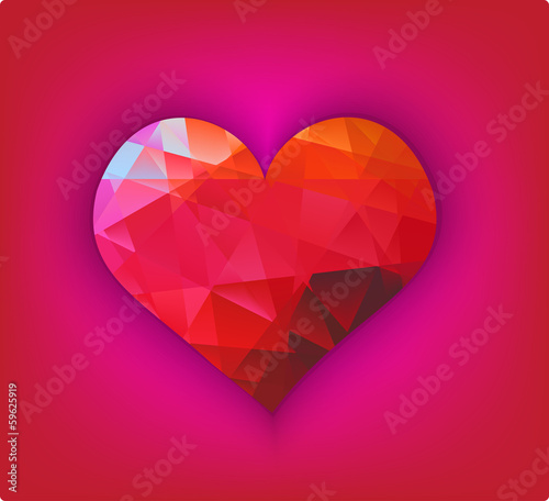 Abstract red heart made with triangles © Olaola