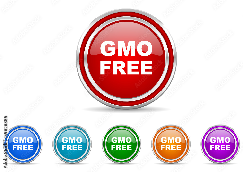 gmo free icon vector set