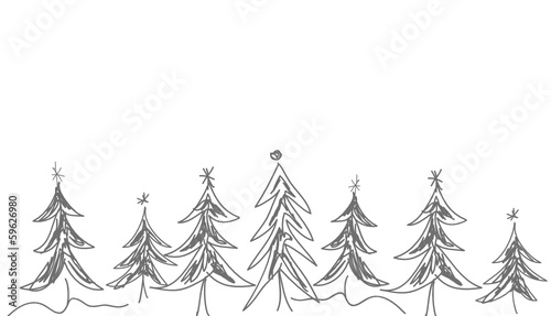 Weihnachtsbaum Grafik gemalt grau