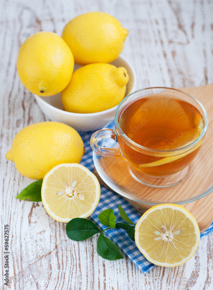 Tea and lemon slice Tea and lemon slice