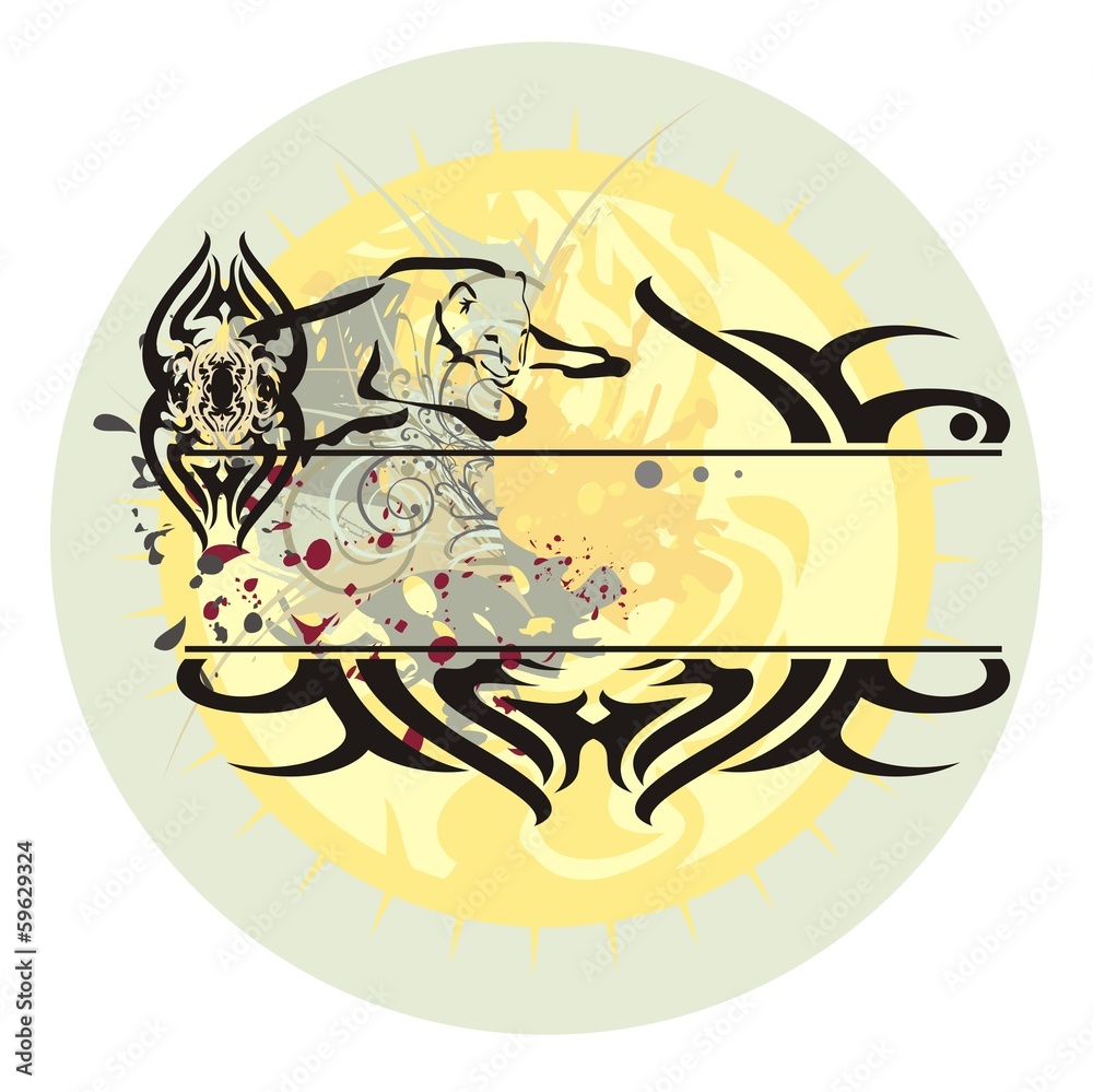 Wild cat in a jump and a rising sun - a frame Wild cat in a jump and a rising sun - a frame