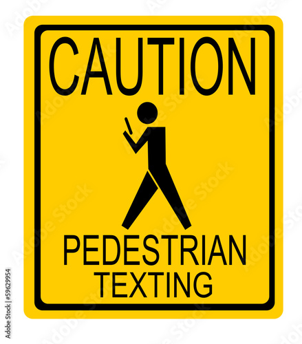 funny caution pedestrian texting street sign