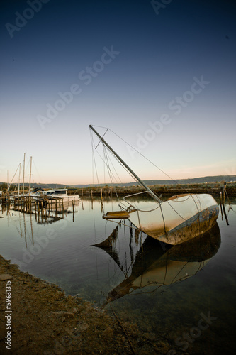 Scuttled sailing boat