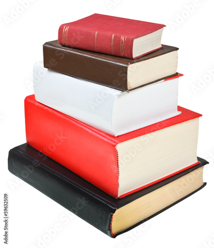 stack different sizes books isolated photo