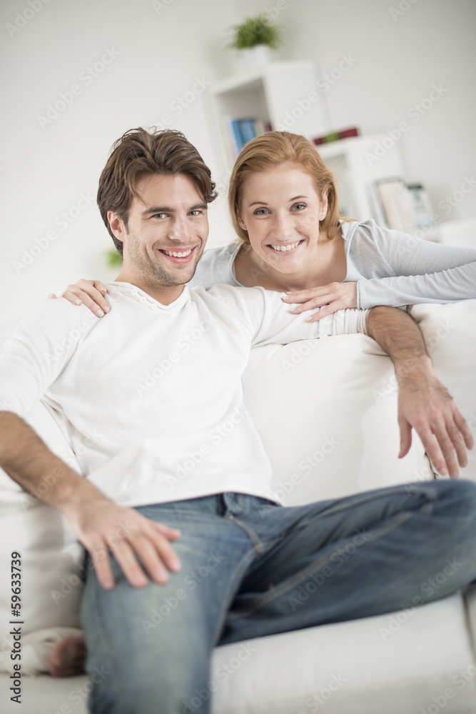 portrait of a cheerful couple at home