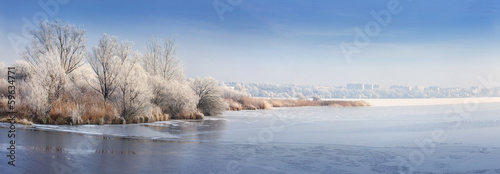 Panorama of the frozen pond