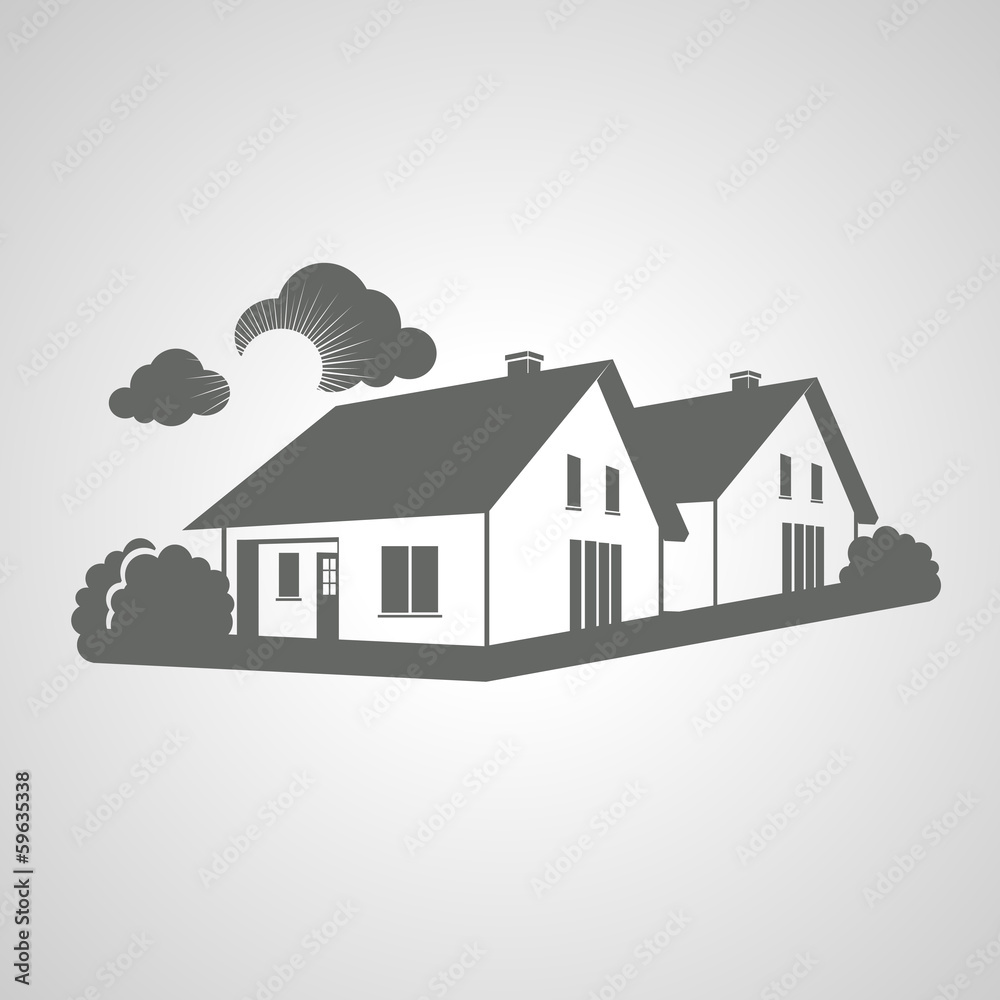 Vector home, group of houses icon, silhouette, real estate