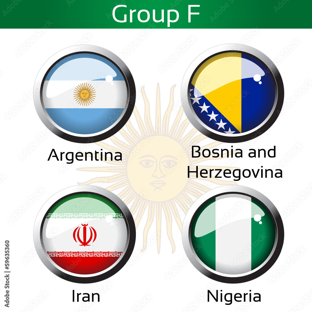 Vector flags, group F - Argentina, Bosnia Herzeg., Iran, Nigeria Vector flags, group F - Argentina, Bosnia Herzeg., Iran, Nigeria