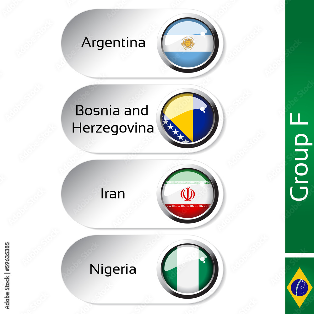 Vector flags, group F - Argentina, Bosnia Herzeg., Iran, Nigeria Vector flags, group F - Argentina, Bosnia Herzeg., Iran, Nigeria