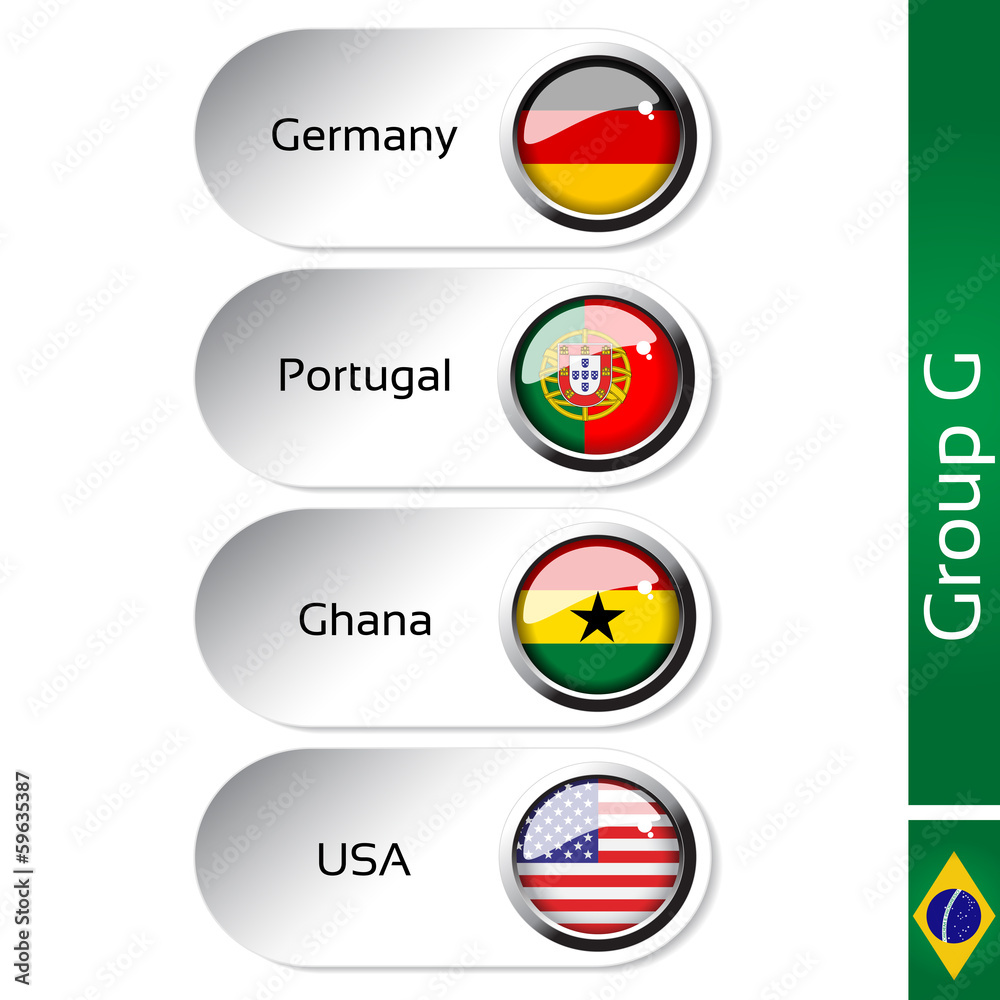 Vector flags, group G - Germany, Portugal, Ghana, USA Vector flags, group G - Germany, Portugal, Ghana, USA