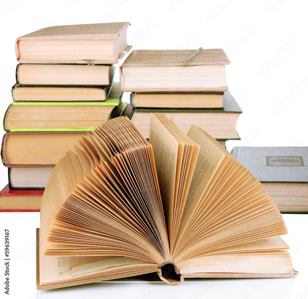 Naklejka premium Stack of books isolated on white